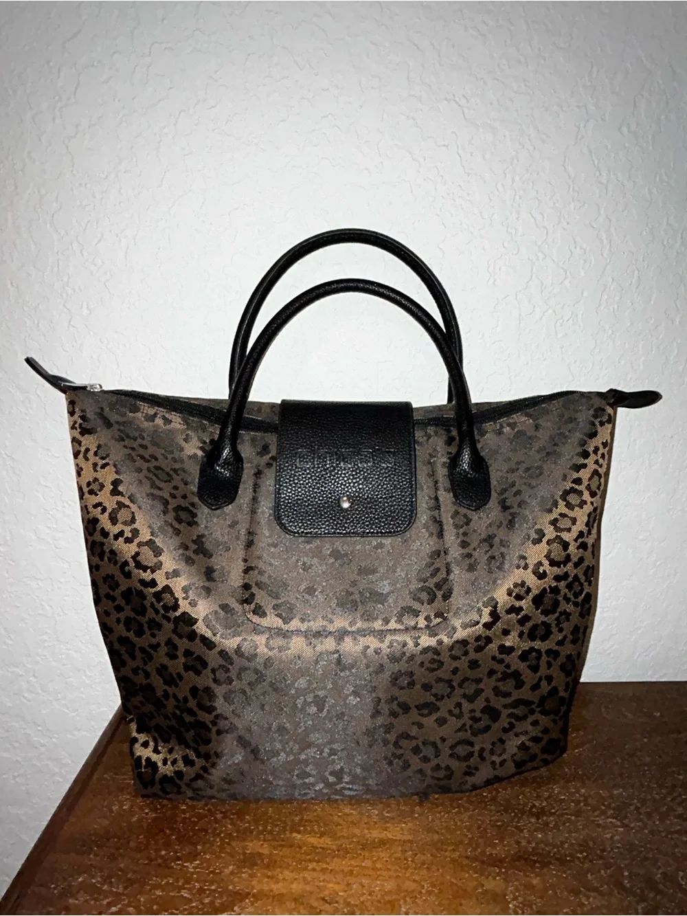 Chico’s Animal Print Folding Roll Tote Bag Chicos
